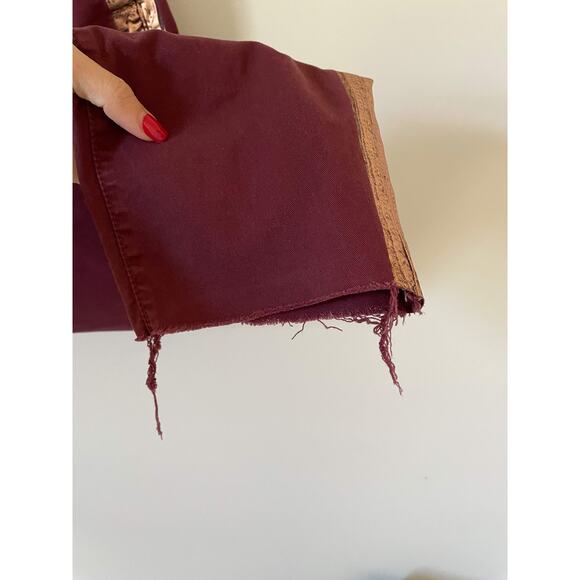 Mother High Rise Fray Raw Hem Shaker Prep Chino Pants Maroon Size 27 - Picture 7 of 11